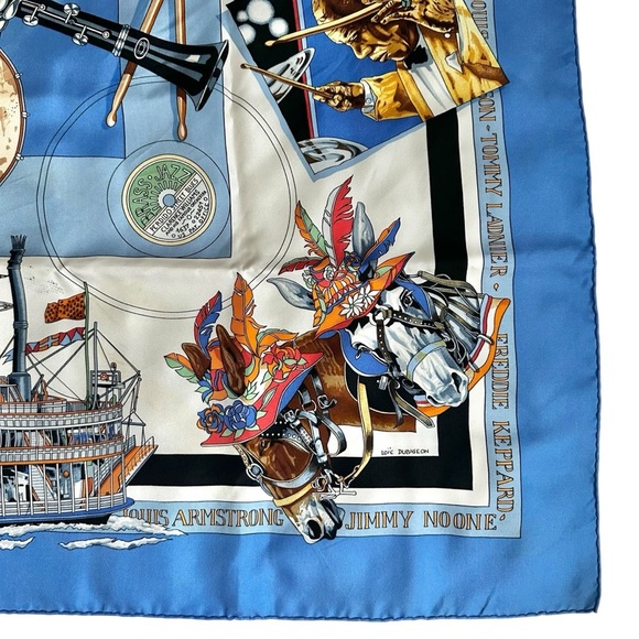 Authentic HERMES 100% Silk Square Scarf 90cm “New Orleans Creole Jazz” - Picture 10 of 15